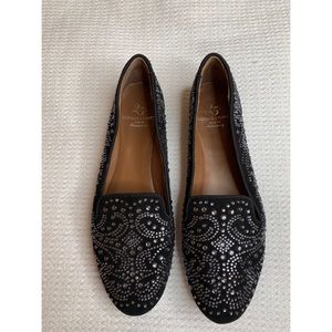 Donald J. Pliner Black Flat Shoe Rhinestone Sz 7